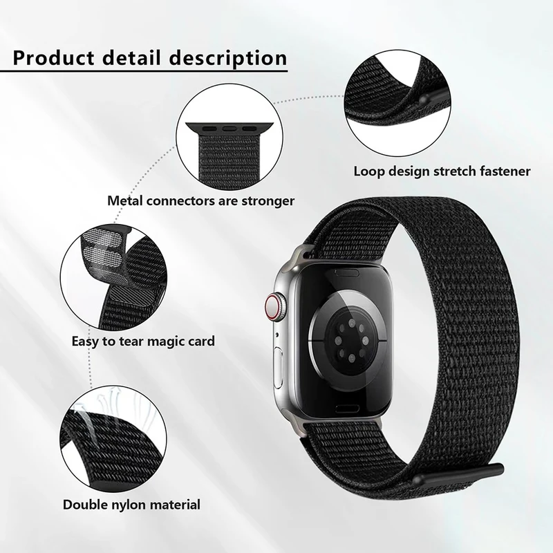 KALEBOL Apple Watch Series 49mm - 45mm - 44mm - 42mm Universal Nylon Watch Band - Dark Green+Orange