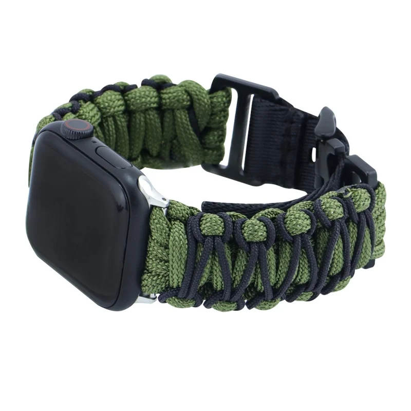 Nylon Rope Strap Apple Watch Series 49mm - 45mm - 44mm - 42mm Universal Wrist Band - Navy Blue + Army Green