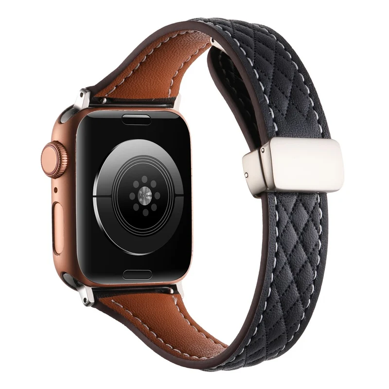 Genuine Cow Leather Band Apple Watch Series 49mm - 45mm - 44mm - 42mm Universal Strap - Army Green