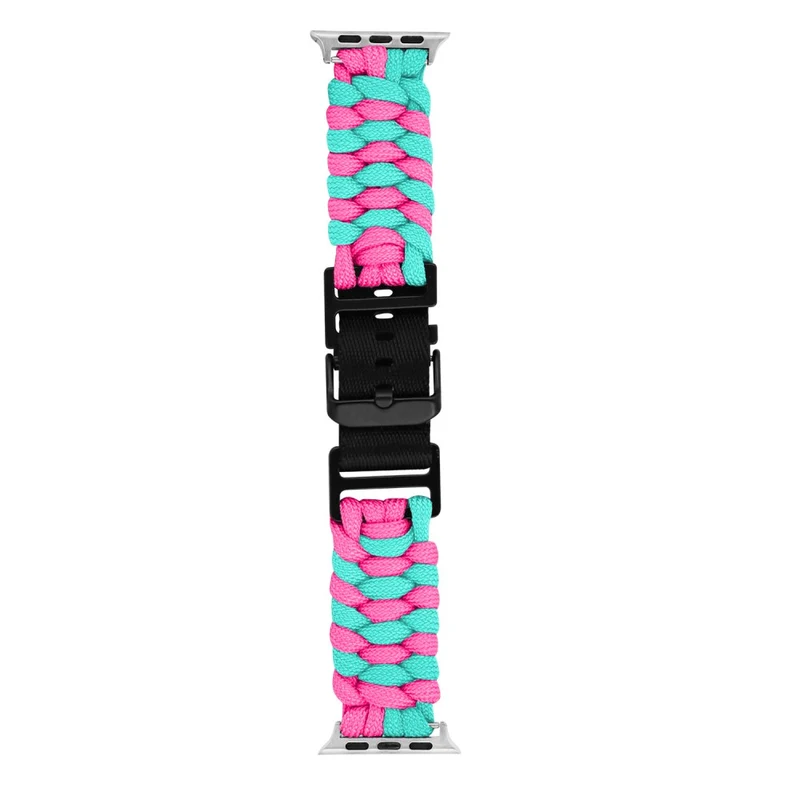 Apple Watch Series 49mm - 45mm - 44mm - 42mm Universal Watch Band Nylon Rope Strap - Lake Blue+Pink