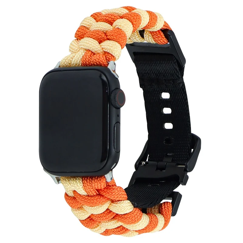 Apple Watch Series 49mm - 45mm - 44mm - 42mm Universal Watch Band Nylon Rope Strap - Lake Blue+Pink