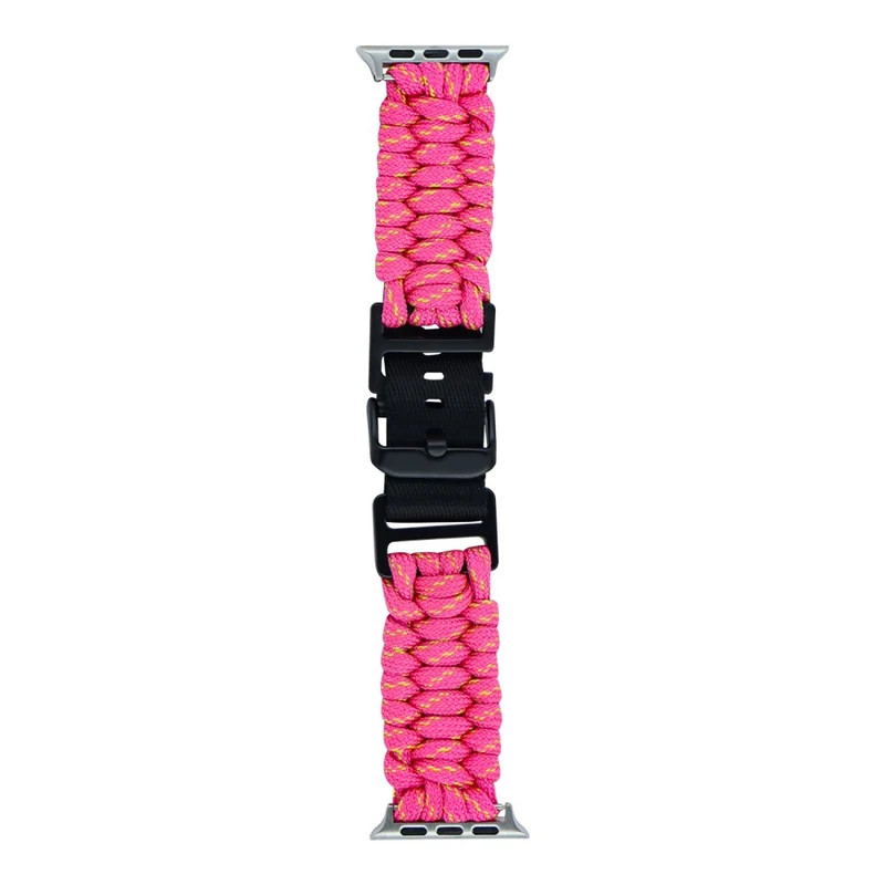 Apple Watch Series 49mm - 45mm - 44mm - 42mm Universal Watch Band Nylon Rope Strap - Lake Blue+Pink