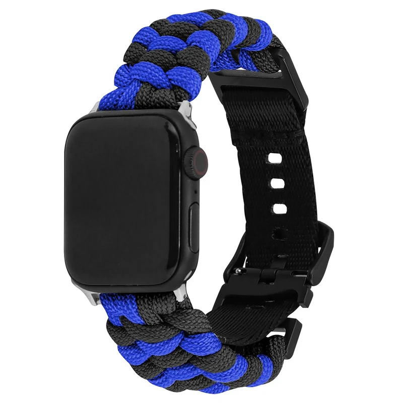 Apple Watch Series 49mm - 45mm - 44mm - 42mm Universal Watch Band Nylon Rope Strap - Lake Blue+Pink