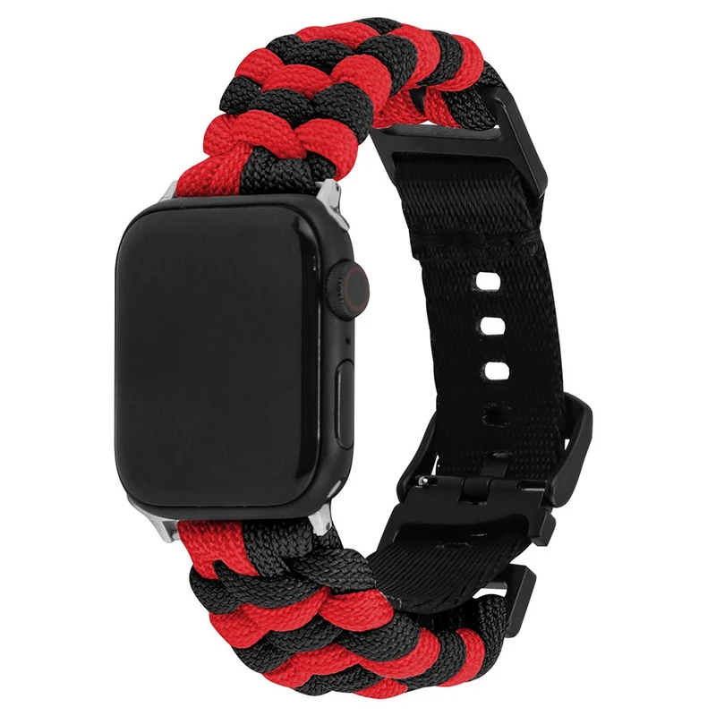 Apple Watch Series 49mm - 45mm - 44mm - 42mm Universal Watch Band Nylon Rope Strap - Lake Blue+Pink