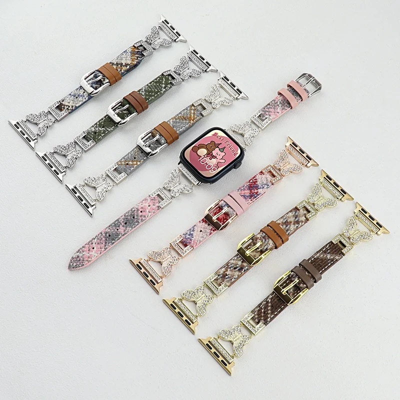 Apple Watch Series 49mm - 45mm - 44mm - 42mm Universal Leather+Woolen Watch Strap