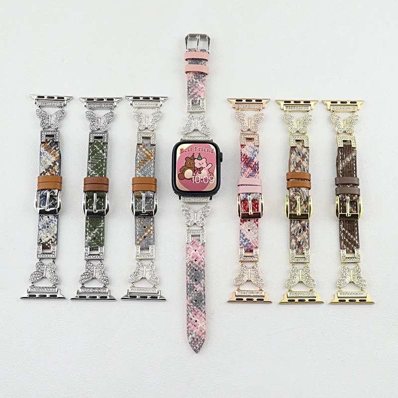Apple Watch Series 49mm - 45mm - 44mm - 42mm Universal Leather+Woolen Watch Strap