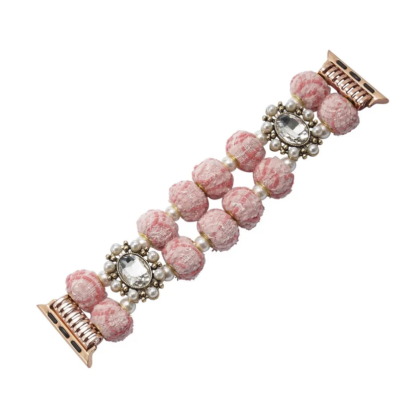 Apple Watch Series 49mm - 45mm - 44mm - 42mm Universal Beaded Bracelet Strap - Rose