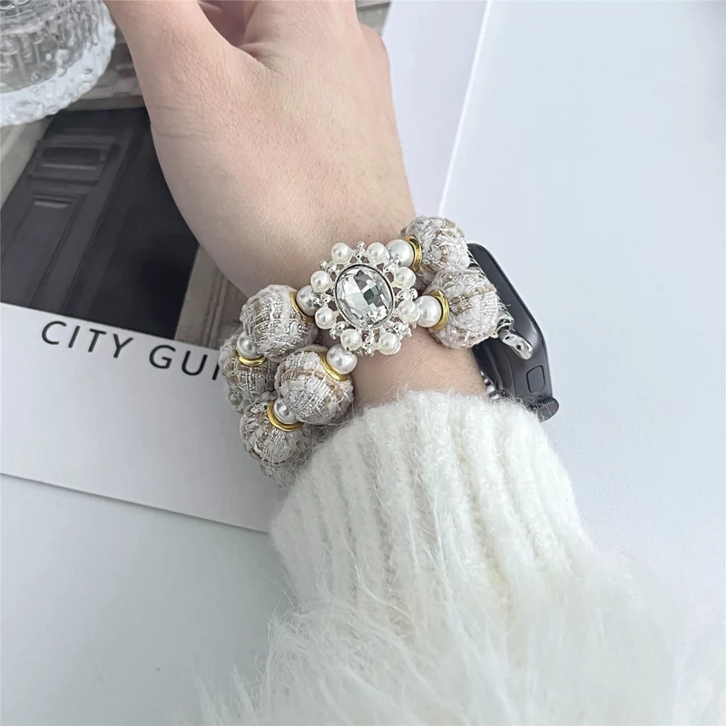 Apple Watch Series 49mm - 45mm - 44mm - 42mm Universal Beaded Bracelet Strap - Rose