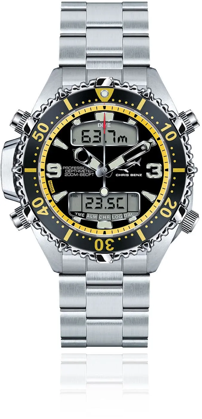 Chris Benz Depthmeter Digital 200M CB-D200X-Y-MB Herrenuhr • 200m • Saphirglas