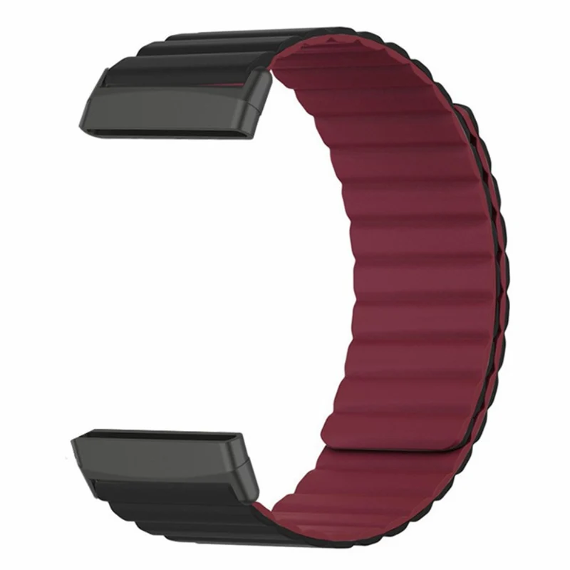 Fitbit Versa 3 / 4 / Fitbit Sense / Sense 2 Flexible Watch Band Magnetic Strap Replacement - Black+Orange