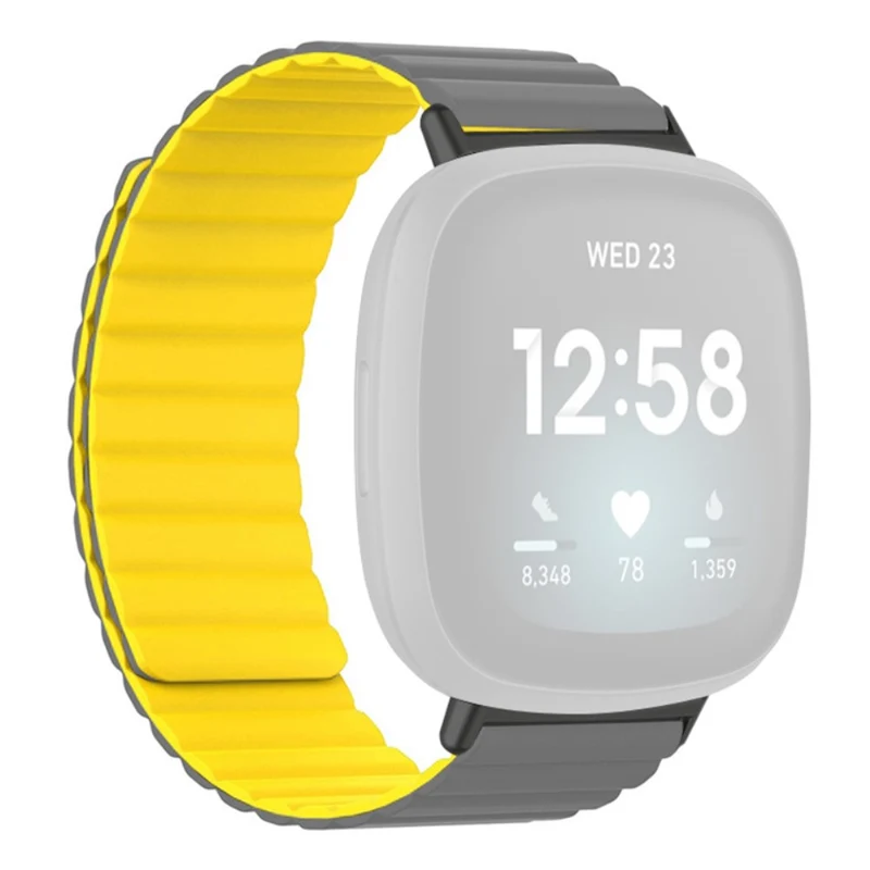 Fitbit Versa 3 / 4 / Fitbit Sense / Sense 2 Flexible Watch Band Magnetic Strap Replacement - Black+Orange