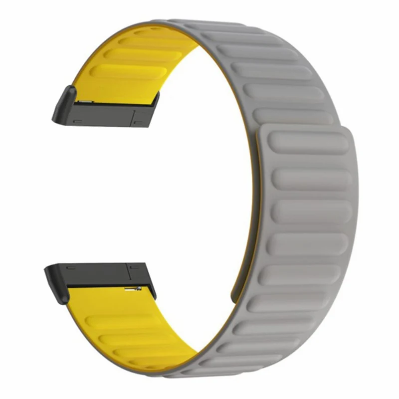 Fitbit Versa 3 / 4 / Fitbit Sense / Sense 2 Flexible Watch Band Magnetic Strap Replacement - Black+Orange