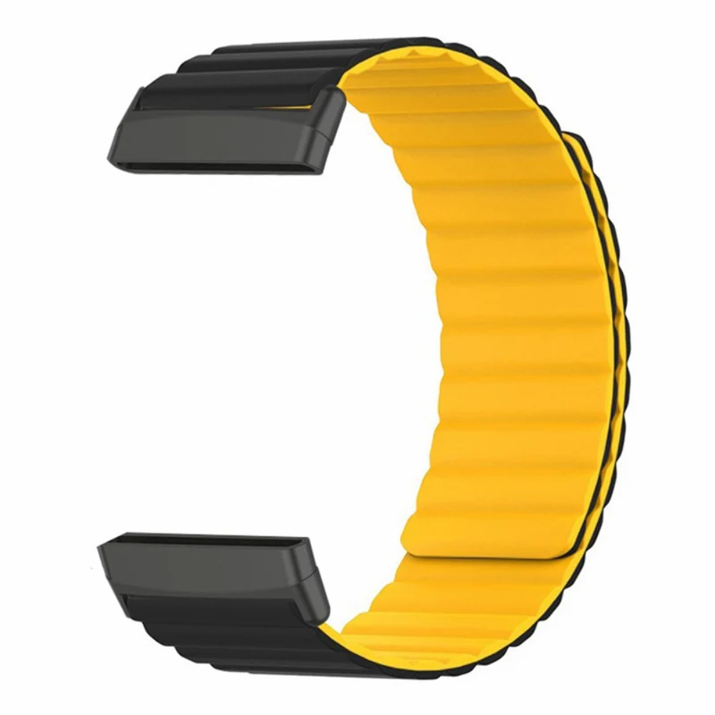 Fitbit Versa 3 / 4 / Fitbit Sense / Sense 2 Flexible Watch Band Magnetic Strap Replacement - Black+Orange