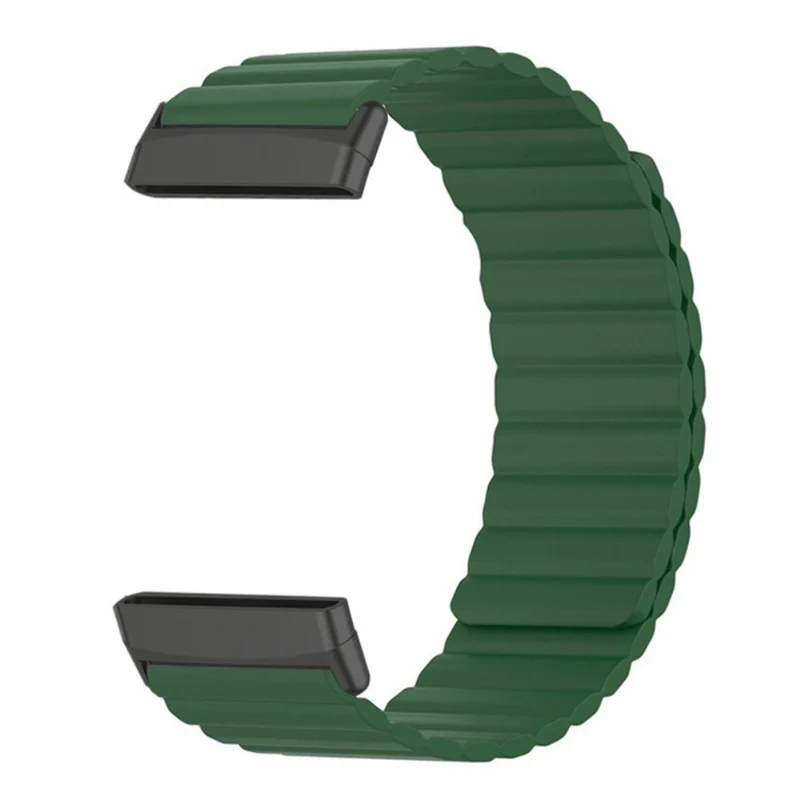 Fitbit Versa 3 / 4 / Fitbit Sense / Sense 2 Flexible Watch Band Magnetic Strap Replacement - Black+Orange