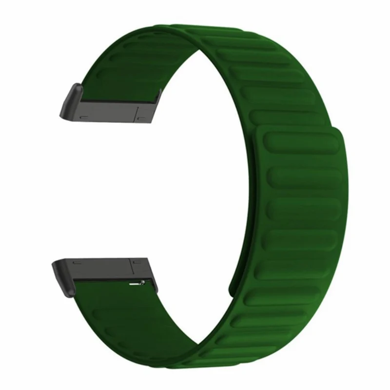 Fitbit Versa 3 / 4 / Fitbit Sense / Sense 2 Flexible Watch Band Magnetic Strap Replacement - Black+Orange
