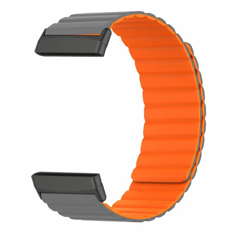 Fitbit Versa 3 / 4 / Fitbit Sense / Sense 2 Flexible Watch Band Magnetic Strap Replacement - Black+Orange