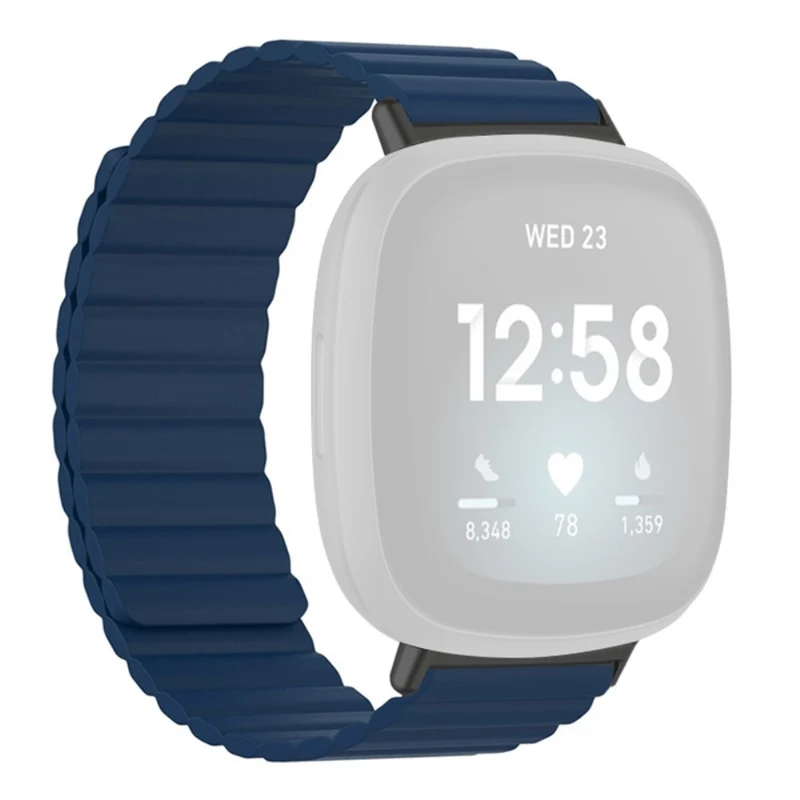 Fitbit Versa 3 / 4 / Fitbit Sense / Sense 2 Flexible Watch Band Magnetic Strap Replacement - Black+Orange