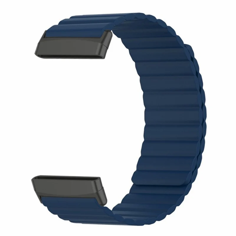Fitbit Versa 3 / 4 / Fitbit Sense / Sense 2 Flexible Watch Band Magnetic Strap Replacement - Black+Orange