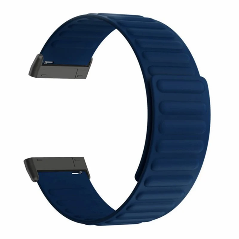 Fitbit Versa 3 / 4 / Fitbit Sense / Sense 2 Flexible Watch Band Magnetic Strap Replacement - Black+Orange