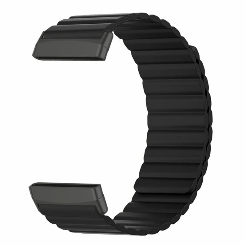 Fitbit Versa 3 / 4 / Fitbit Sense / Sense 2 Flexible Watch Band Magnetic Strap Replacement - Black+Orange
