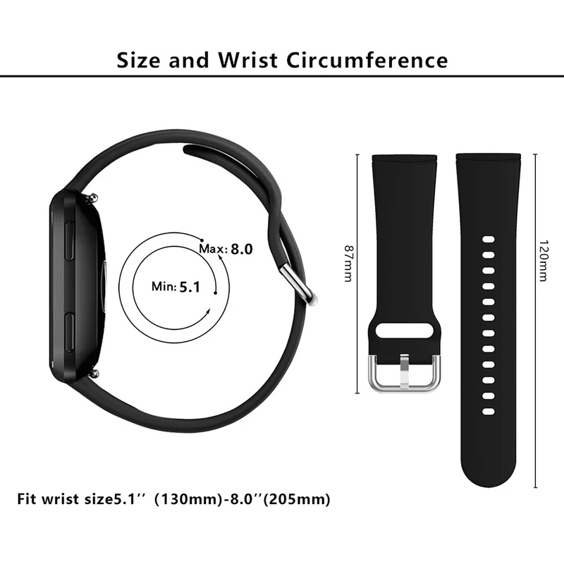KALEBOL KLB-SXKGJ-001 Fitbit Versa 3 / 4 / Sense / Sense 2 Silicone Watch Bands Soft Strap Replacement