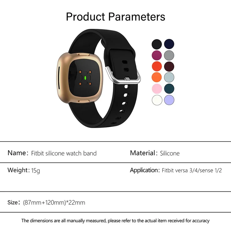 KALEBOL KLB-SXKGJ-001 Fitbit Versa 3 / 4 / Sense / Sense 2 Silicone Watch Bands Soft Strap Replacement