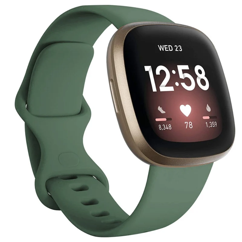 KALEBOL KLB-HDKGJ-001 Fitbit Versa 3 / 4 / Sense / Sense 2 Silicone Watch Band - Army Green