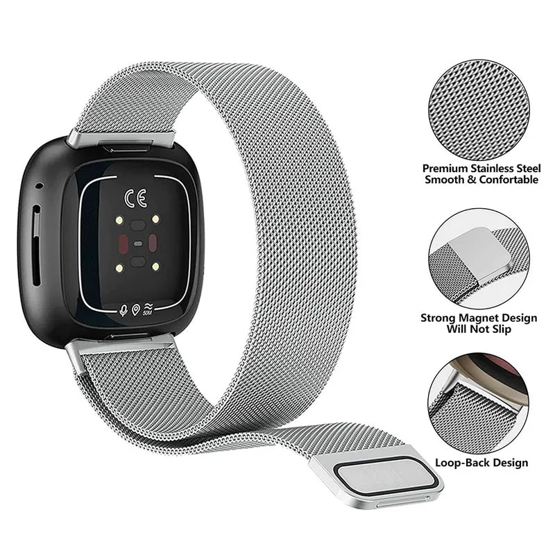 KALEBOL Series Size S Fitbit Versa 4 / 3 / Sense / Sense 2 Milanese Watch Strap Stainless Steel Band