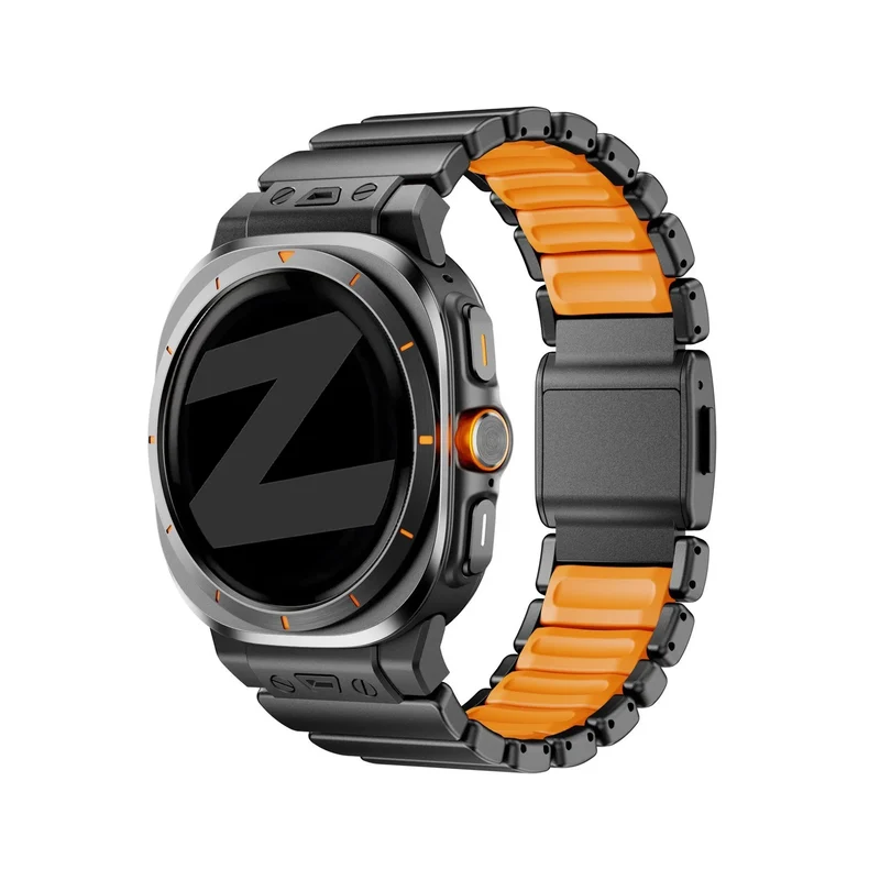 Bandz Samsung Galaxy Watch Ultra 2 Titanarmband 'Hybrid' (Schwarz/Orange)