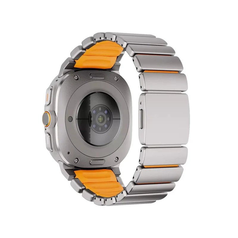 Bandz Samsung Galaxy Watch Ultra 2 Titanarmband 'Hybrid' (Titan/Orange)