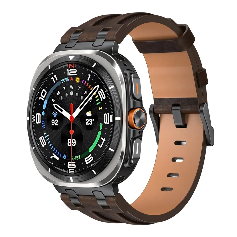 Samsung Galaxy Watch Ultra 2 Solides Lederarmband (Kaffeebraun)