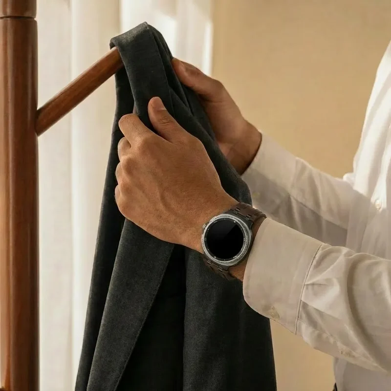Samsung Galaxy Watch Ultra 2 Solides Lederarmband (Kaffeebraun)