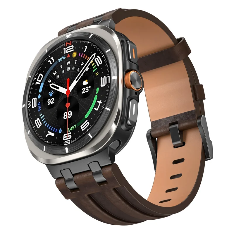 Samsung Galaxy Watch Ultra 2 Solides Lederarmband (Kaffeebraun)