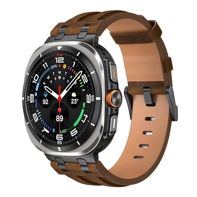 Samsung Galaxy Watch Ultra 2 Solides Lederarmband (Dunkelbraun)