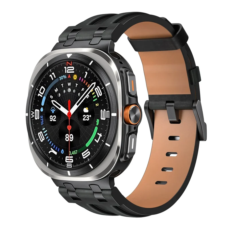 Samsung Galaxy Watch Ultra 2 Solides Lederarmband (Schwarz)