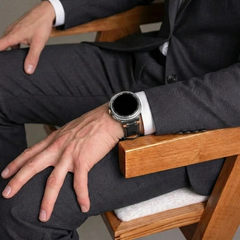 Samsung Galaxy Watch Ultra 2 Solides Lederarmband (Schwarz)