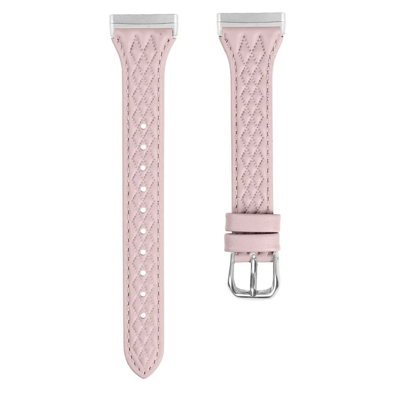 Fitbit Versa 3 / Sense Top-layer Cow Leather Rhombus Design Watch Strap