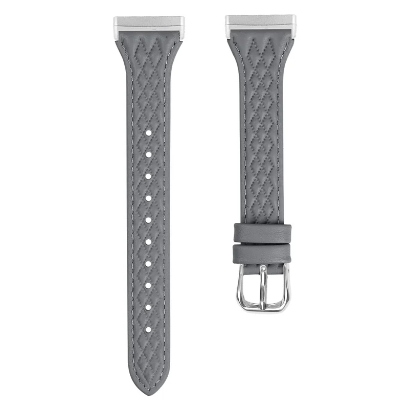Fitbit Versa 3 / Sense Top-layer Cow Leather Rhombus Design Watch Strap
