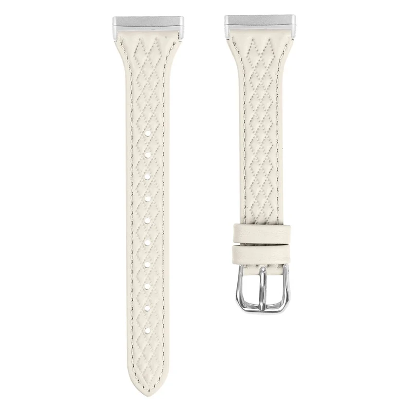 Fitbit Versa 3 / Sense Top-layer Cow Leather Rhombus Design Watch Strap