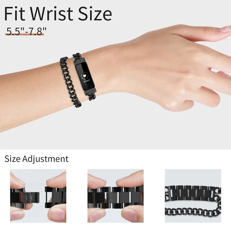 Fitbit Inspire / Inspire HR / Inspire 2 Strap Circle Design Electroplating Stainless Steel Watch Bracelet