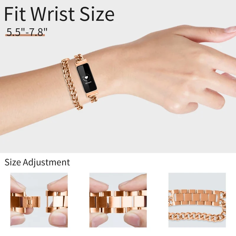 Fitbit Inspire / Inspire HR / Inspire 2 Strap Circle Design Electroplating Stainless Steel Watch Bracelet
