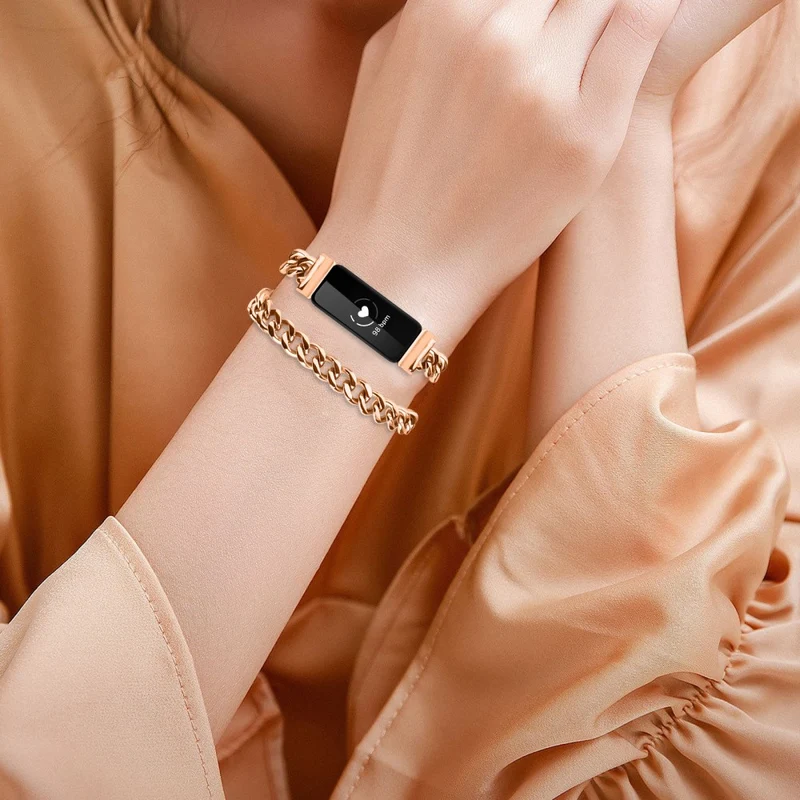 Fitbit Inspire / Inspire HR / Inspire 2 Strap Circle Design Electroplating Stainless Steel Watch Bracelet