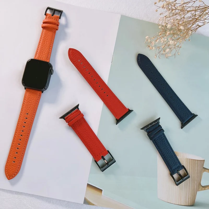 Apple Watch 49mm / 45mm / 44mm / 42mm Genuine Cow Leather Watch Band