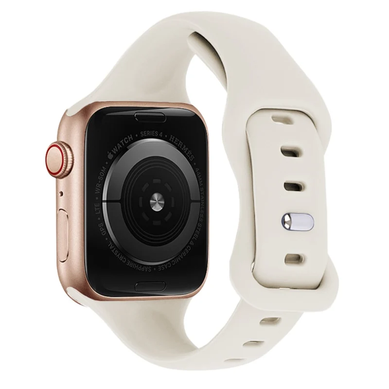 KALEBOL Apple Watch 49mm / 45mm / 44mm / 42mm Slim Silicone Band, Size: L - Starlight