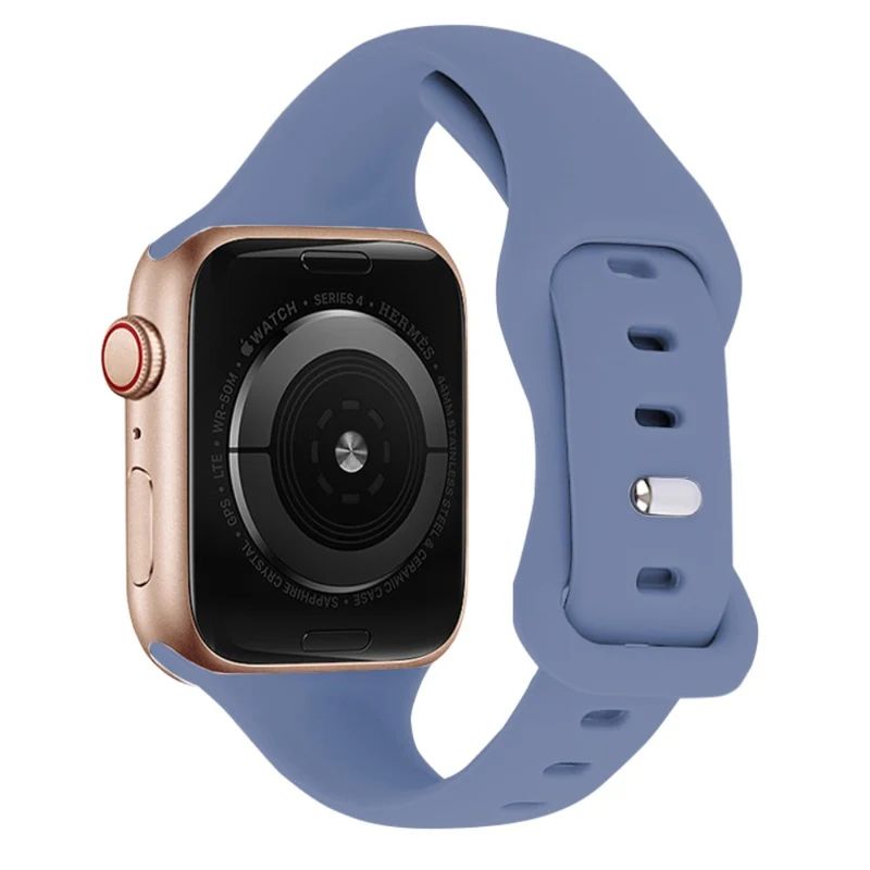KALEBOL Apple Watch 49mm / 45mm / 44mm / 42mm Slim Silicone Band, Size: L - Starlight