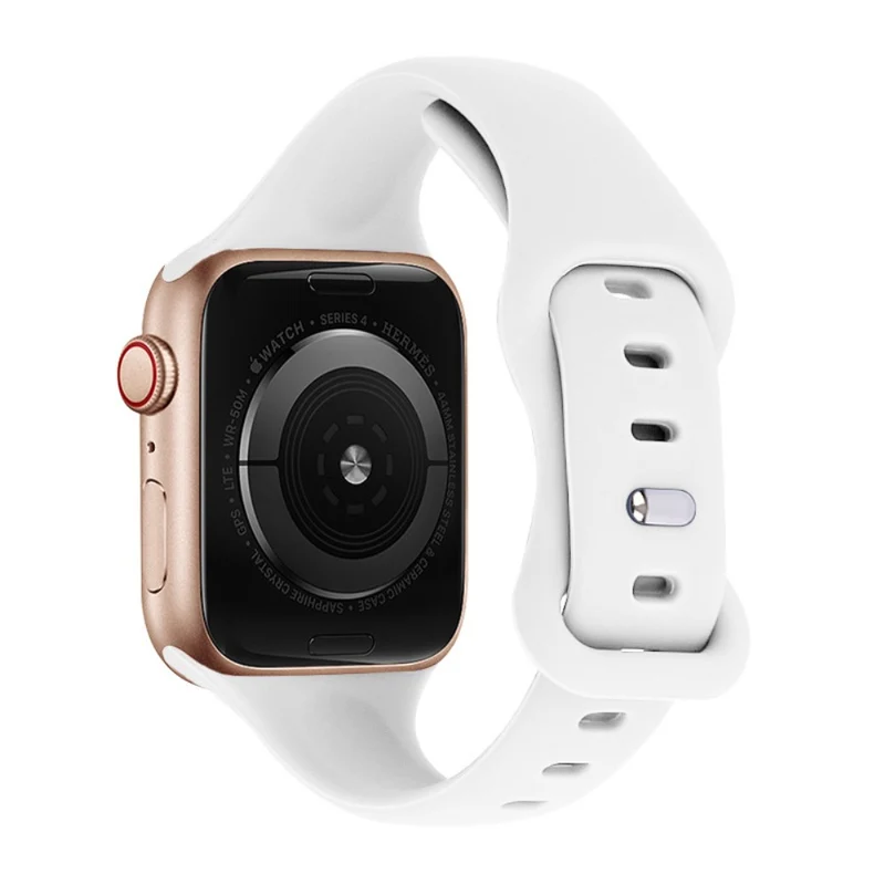 KALEBOL Apple Watch 49mm / 45mm / 44mm / 42mm Slim Silicone Band, Size: L - Starlight