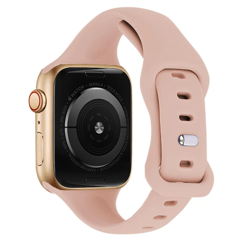 KALEBOL Apple Watch 49mm / 45mm / 44mm / 42mm Slim Silicone Band, Size: L - Starlight
