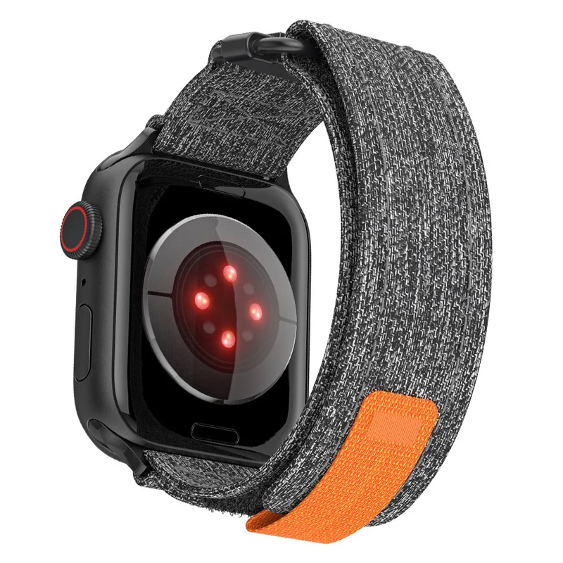 Apple Watch 49mm / 45mm / 44mm / 42mm Canvas Watch Strap - Black / Grey