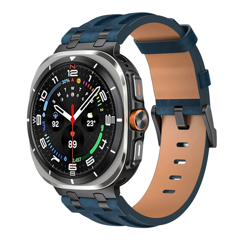 Samsung Galaxy Watch Ultra 2 Solides Lederarmband (Dunkelblau)