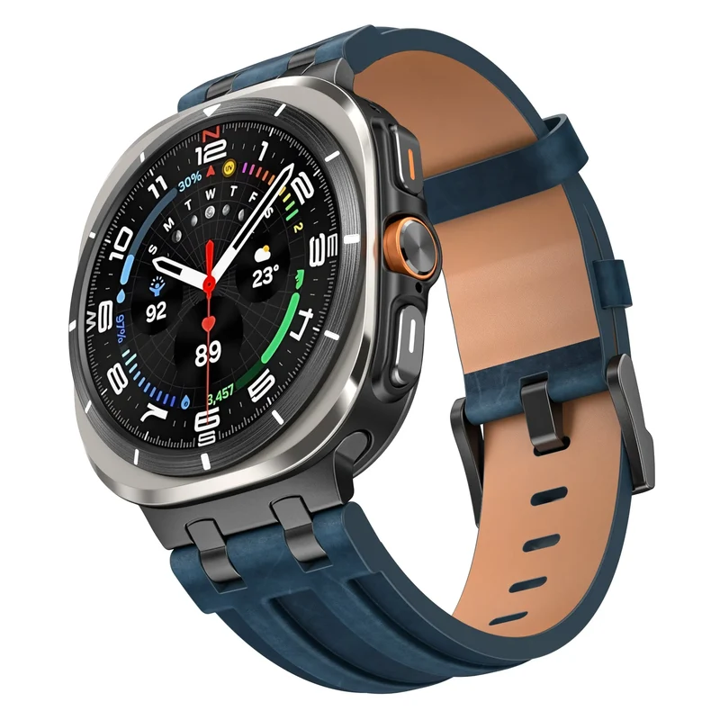 Samsung Galaxy Watch Ultra 2 Solides Lederarmband (Dunkelblau)